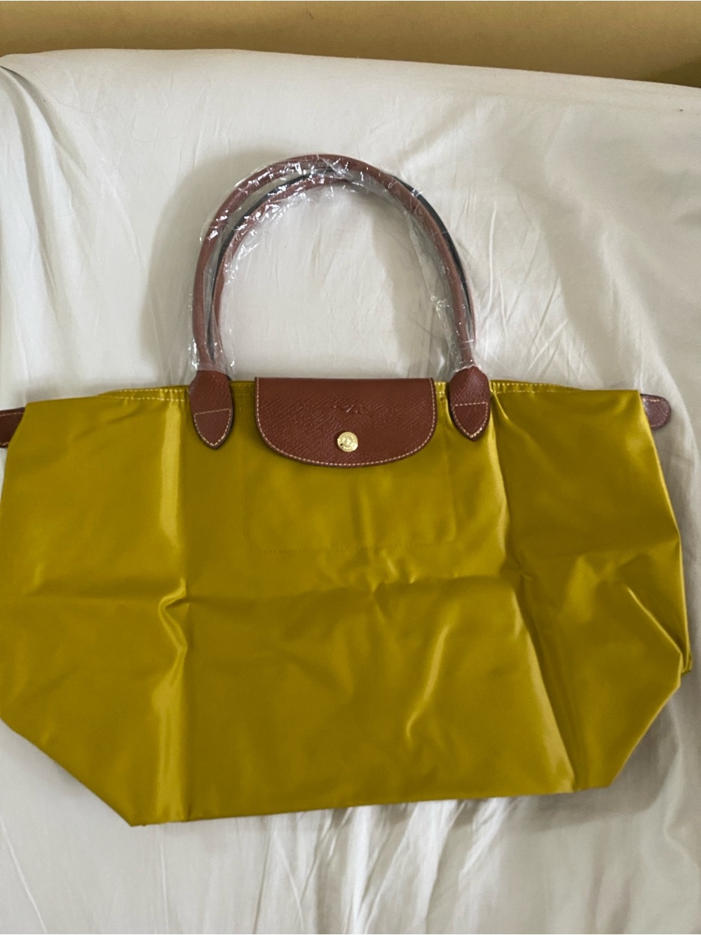 Longchamp Le pliage large tote bag mustard yellow / golden yellow